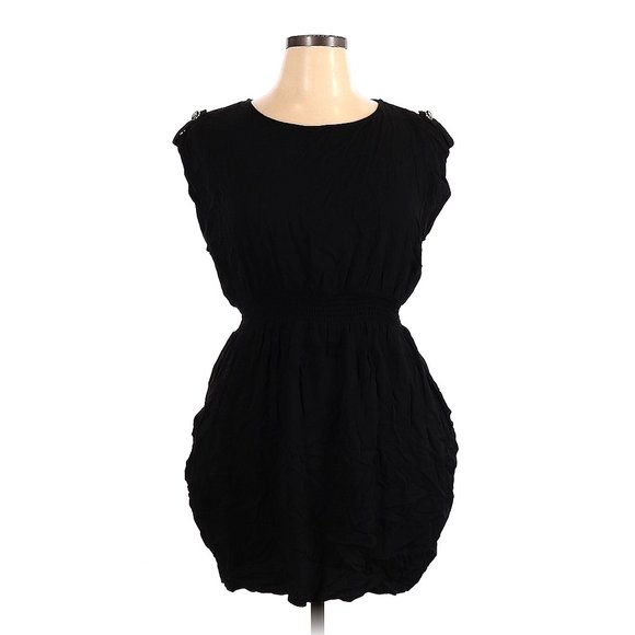 Sleeveless 1X Black Viscose Mini Dress - Picture 1 of 7